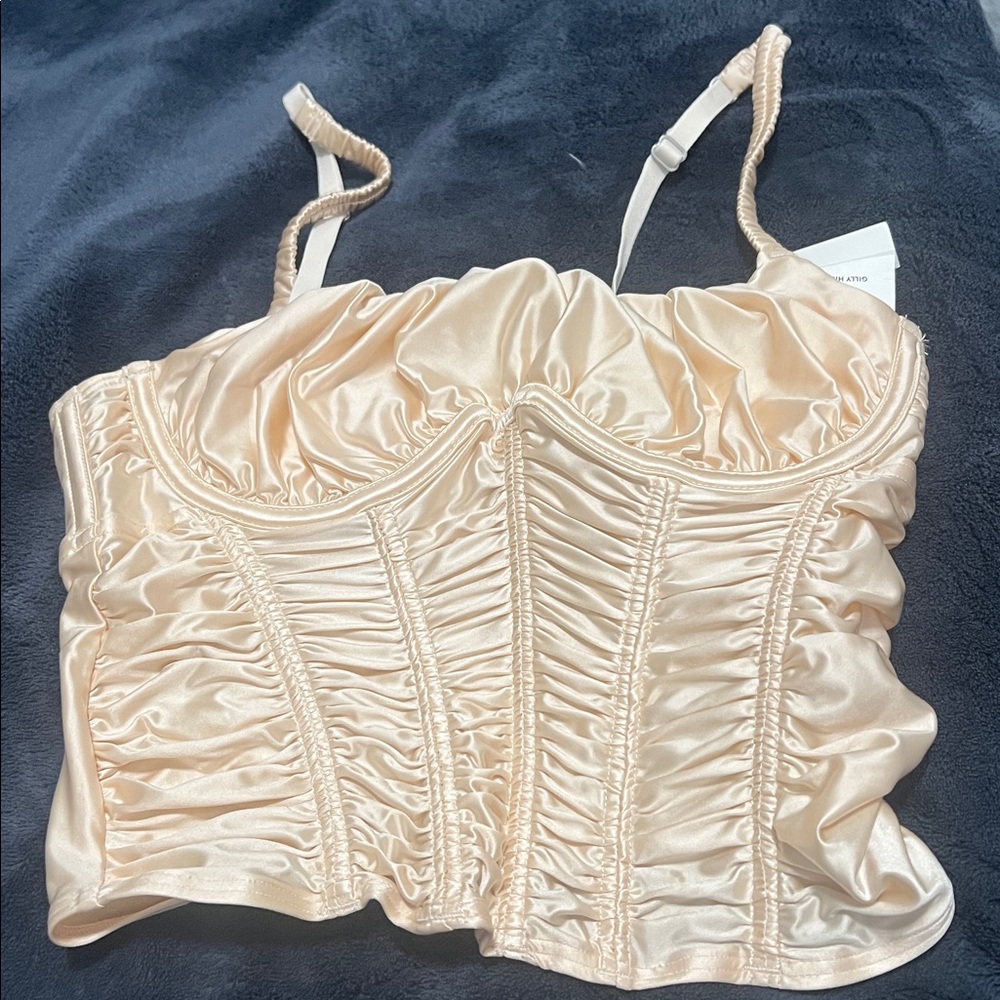 Gilly Hicks Cream Satin Crop Top